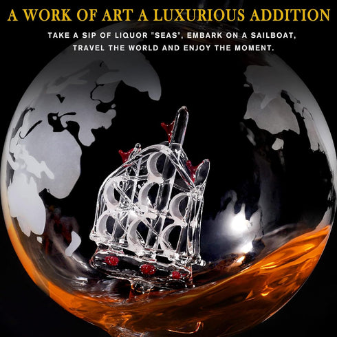 Whiskey Decanter Globe Set with Ball & Glasses